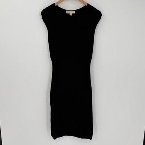 Michael Michael Kors Black‎ Textured Knit Sleeveless Midi Sheath Dress XS